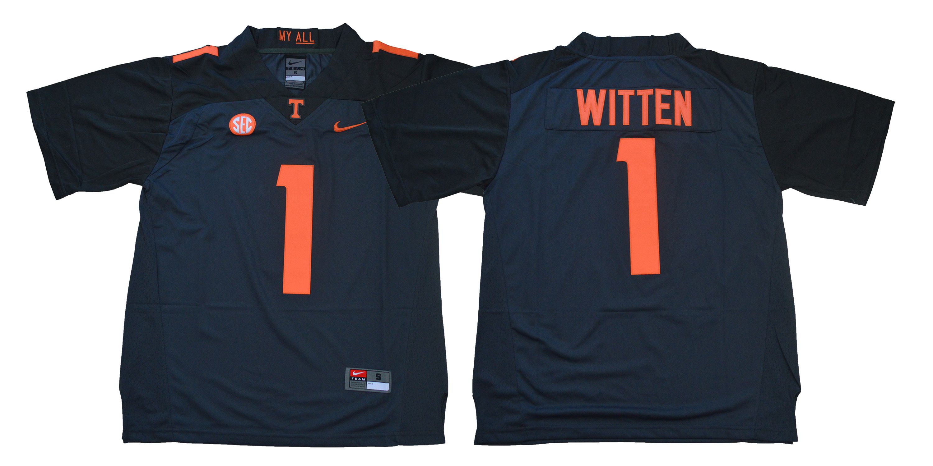 Men Tennessee Volunteers 1 Witten Blue Nike NCAA Jerseys